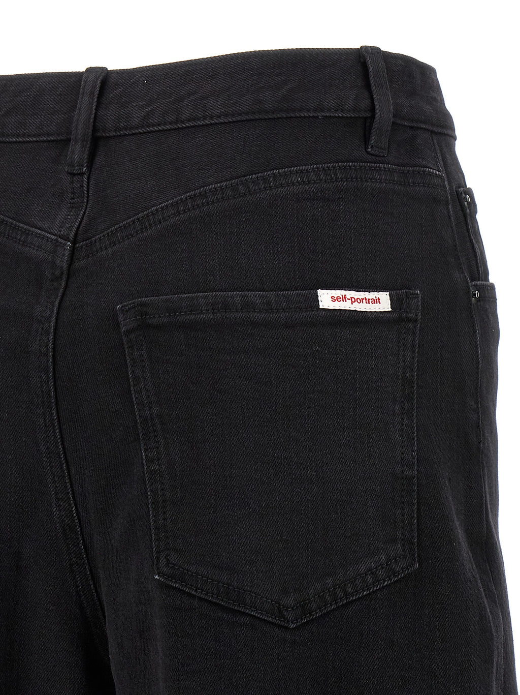 Self-Portrait Schwarze Jeans aus Baumwolle mit geradem Bein
