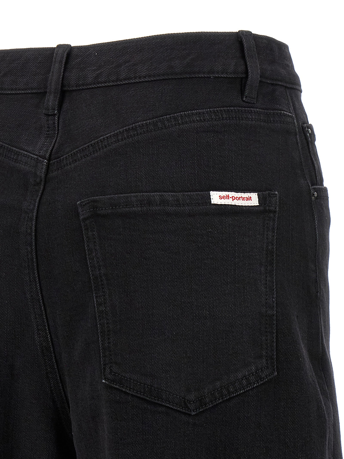 Self-Portrait Schwarze Jeans aus Baumwolle mit geradem Bein