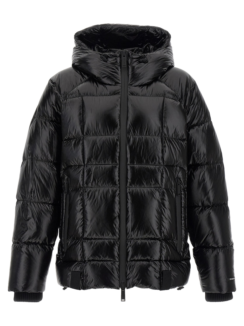 Dsquared² Schwarze Polyamid-Jacke in voller Länge