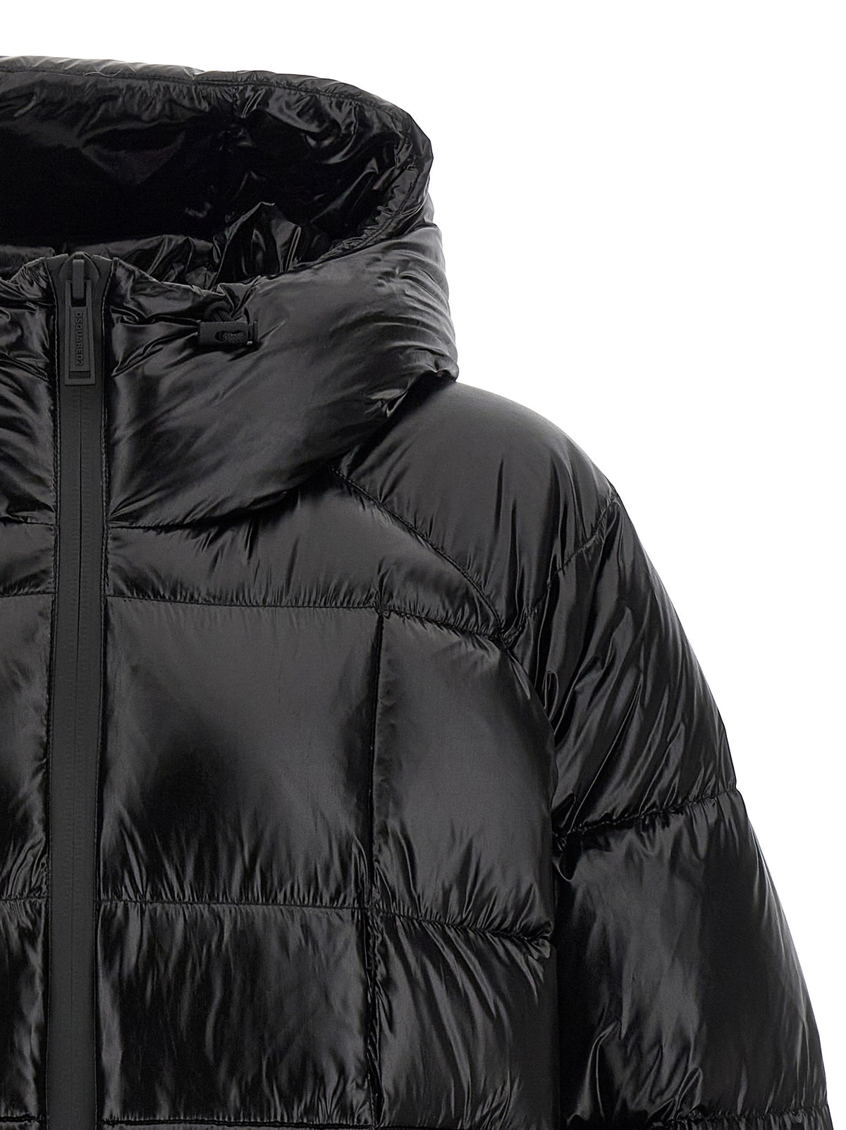 Dsquared² Schwarze Polyamid-Jacke in voller Länge