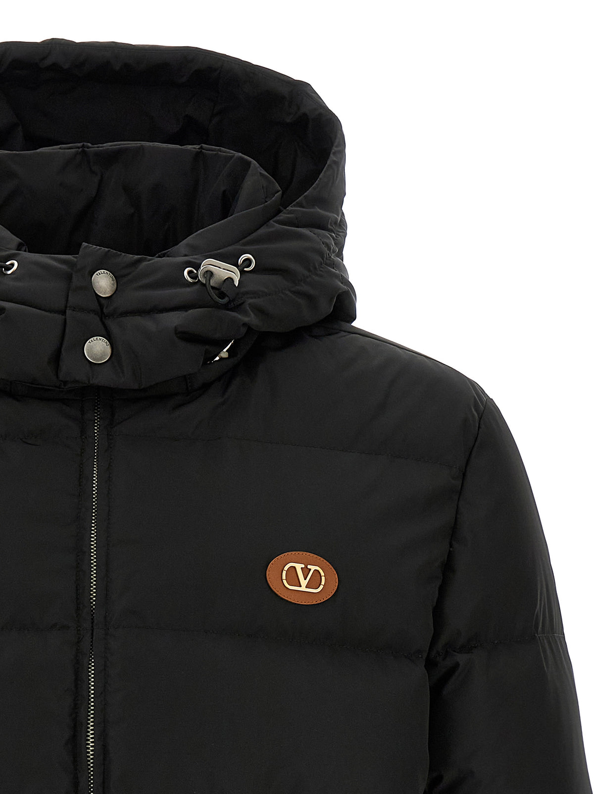 Valentino Garavani Schwarze Polyamid-Jacke in voller Länge
