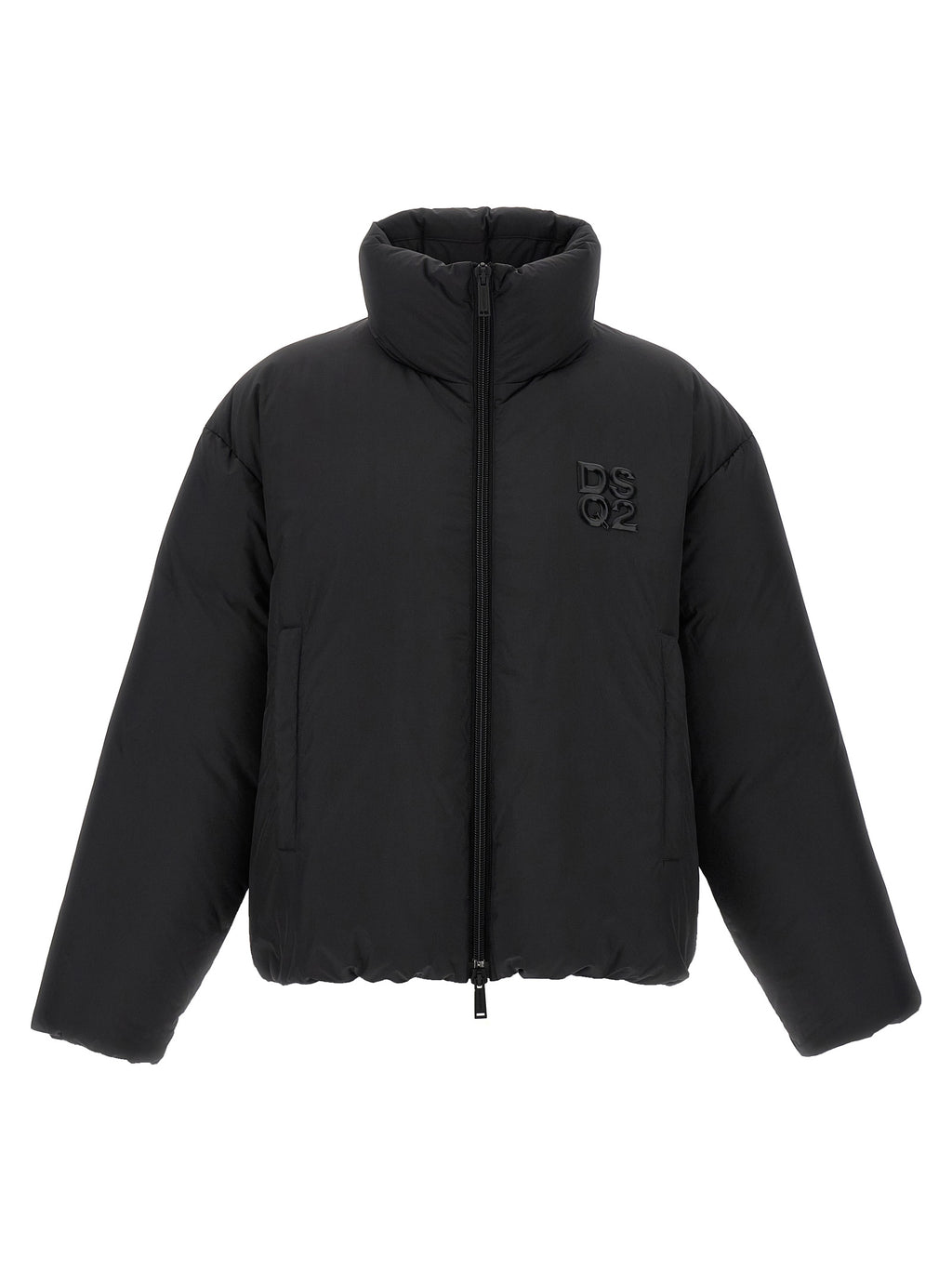Dsquared² Schwarze Polyester-Jacke in voller Länge