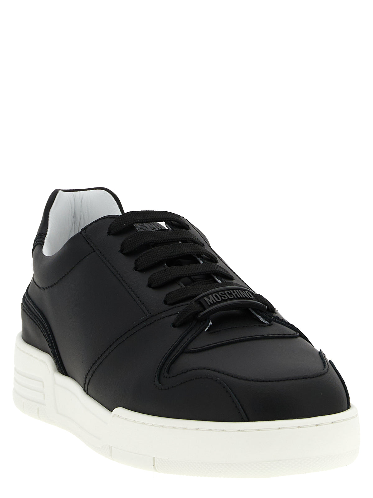 Moschino Schwarze Leder Low-Top-Sneaker