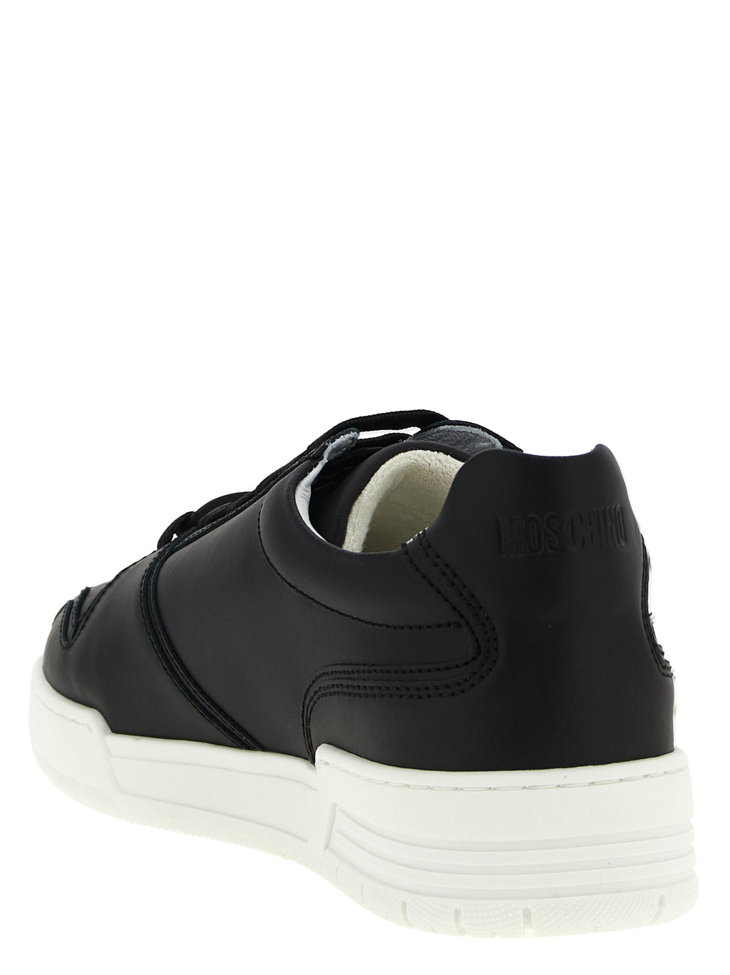 Moschino Schwarze Leder Low-Top-Sneaker