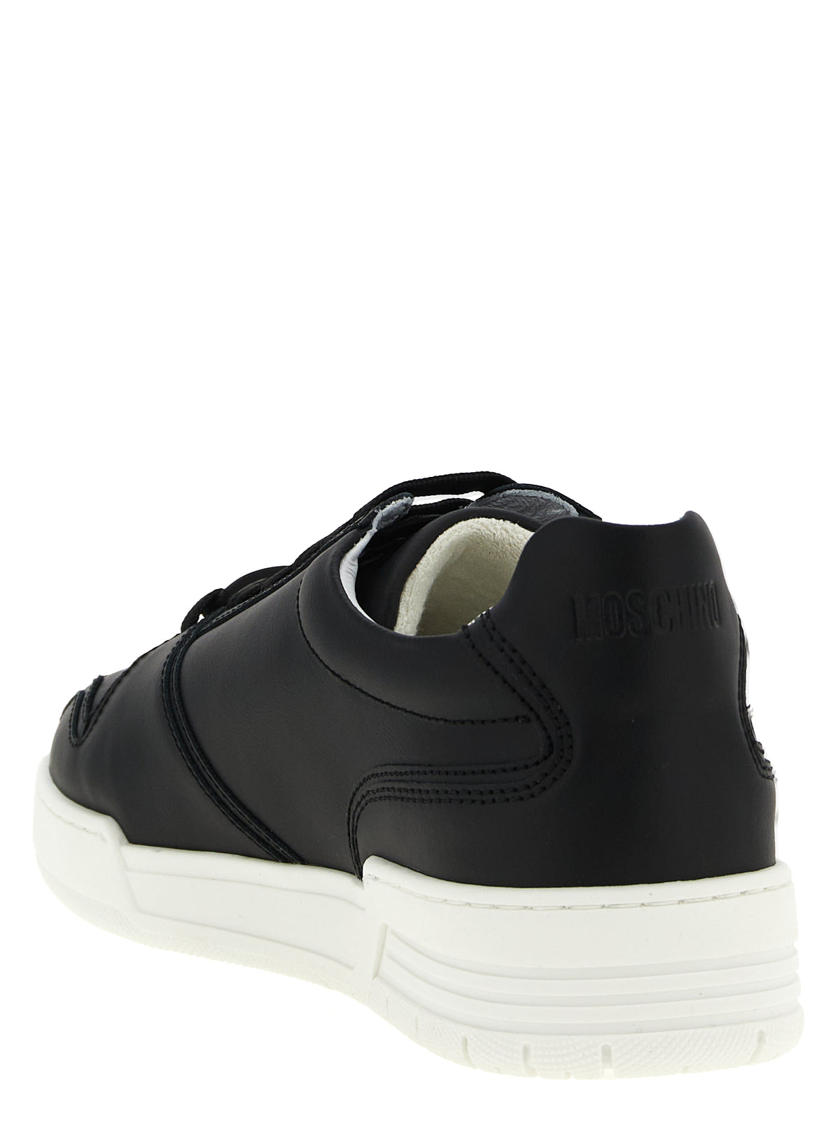 Moschino Schwarze Leder Low-Top-Sneaker