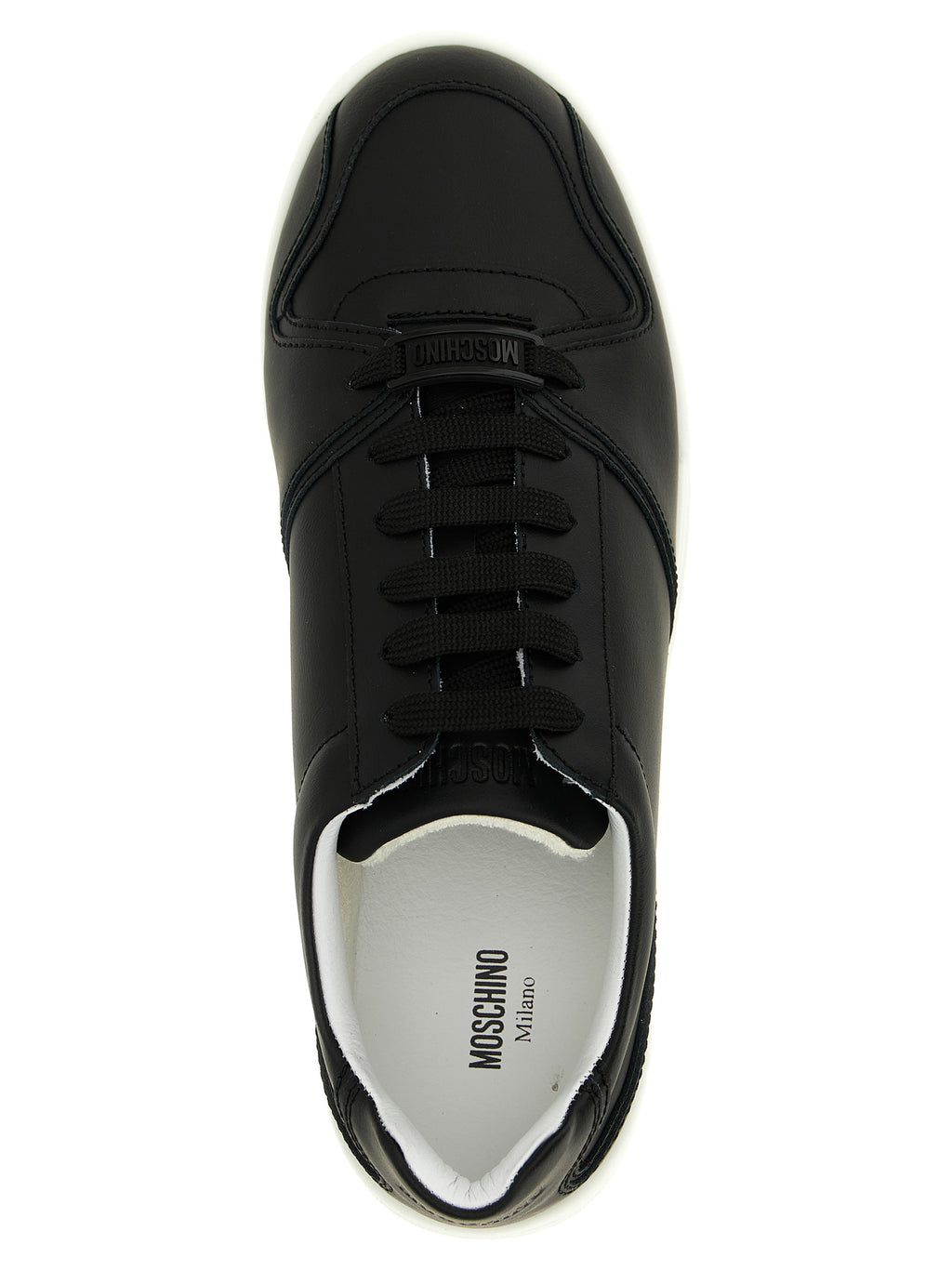 Moschino Schwarze Leder Low-Top-Sneaker
