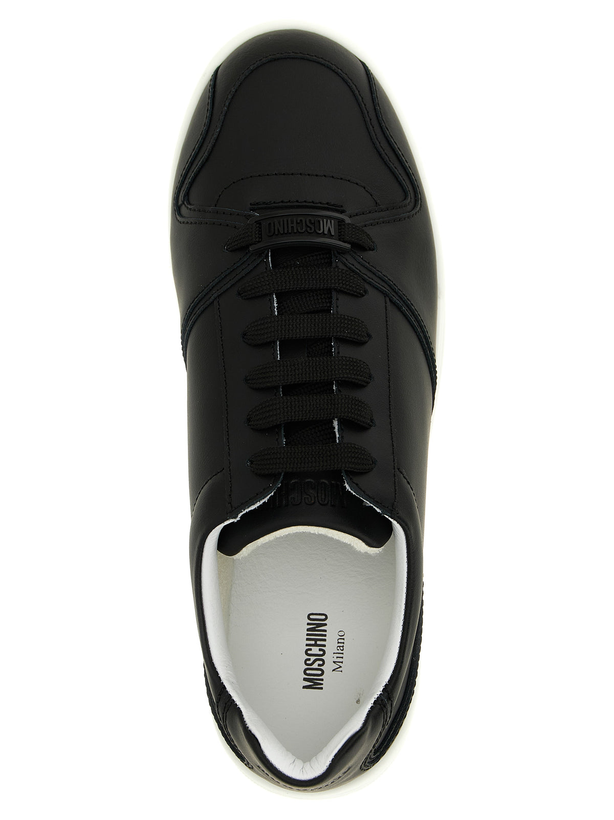 Moschino Schwarze Leder Low-Top-Sneaker
