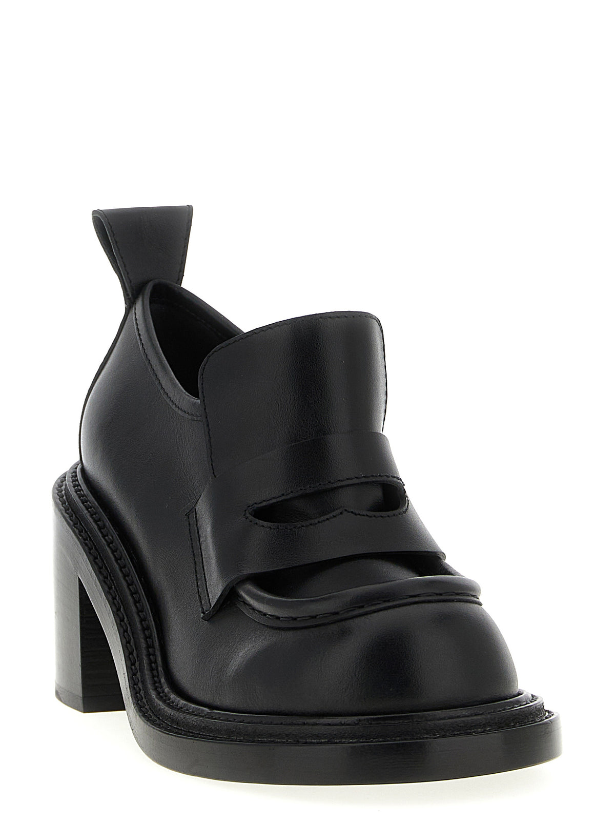 Moschino Schwarze Leder Plateaulofers