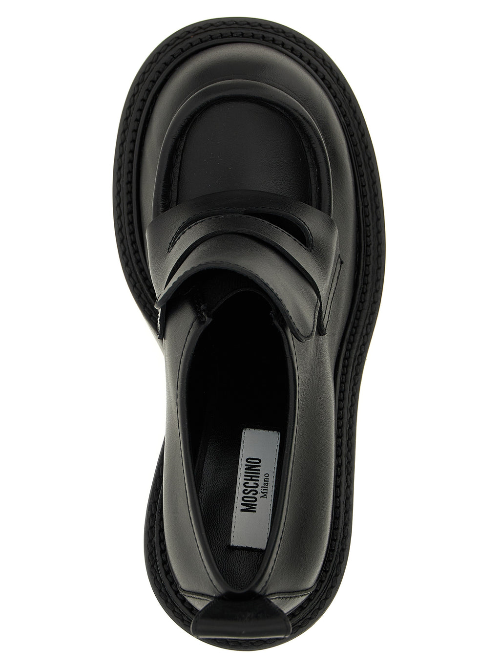 Moschino Schwarze Leder Plateaulofers