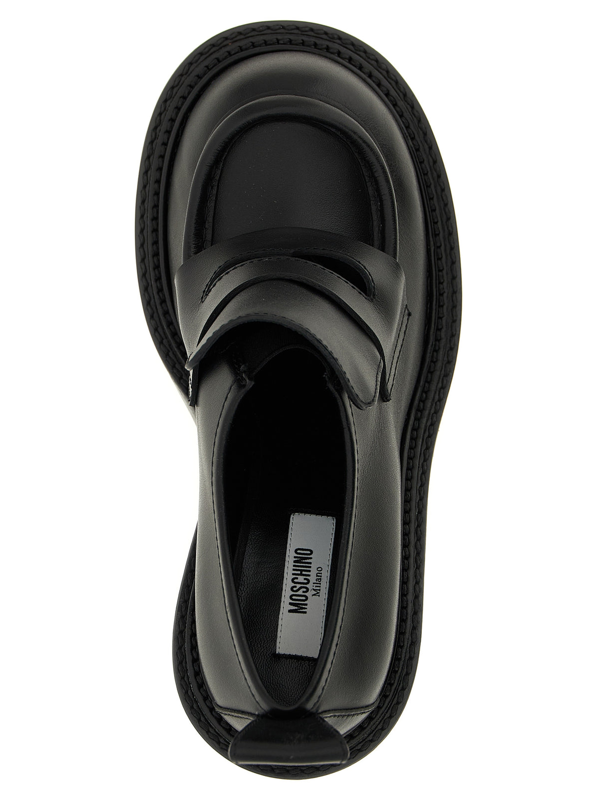 Moschino Schwarze Leder Plateaulofers