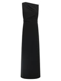 Max Mara Langes Schwarzes Kleid aus Triacetat