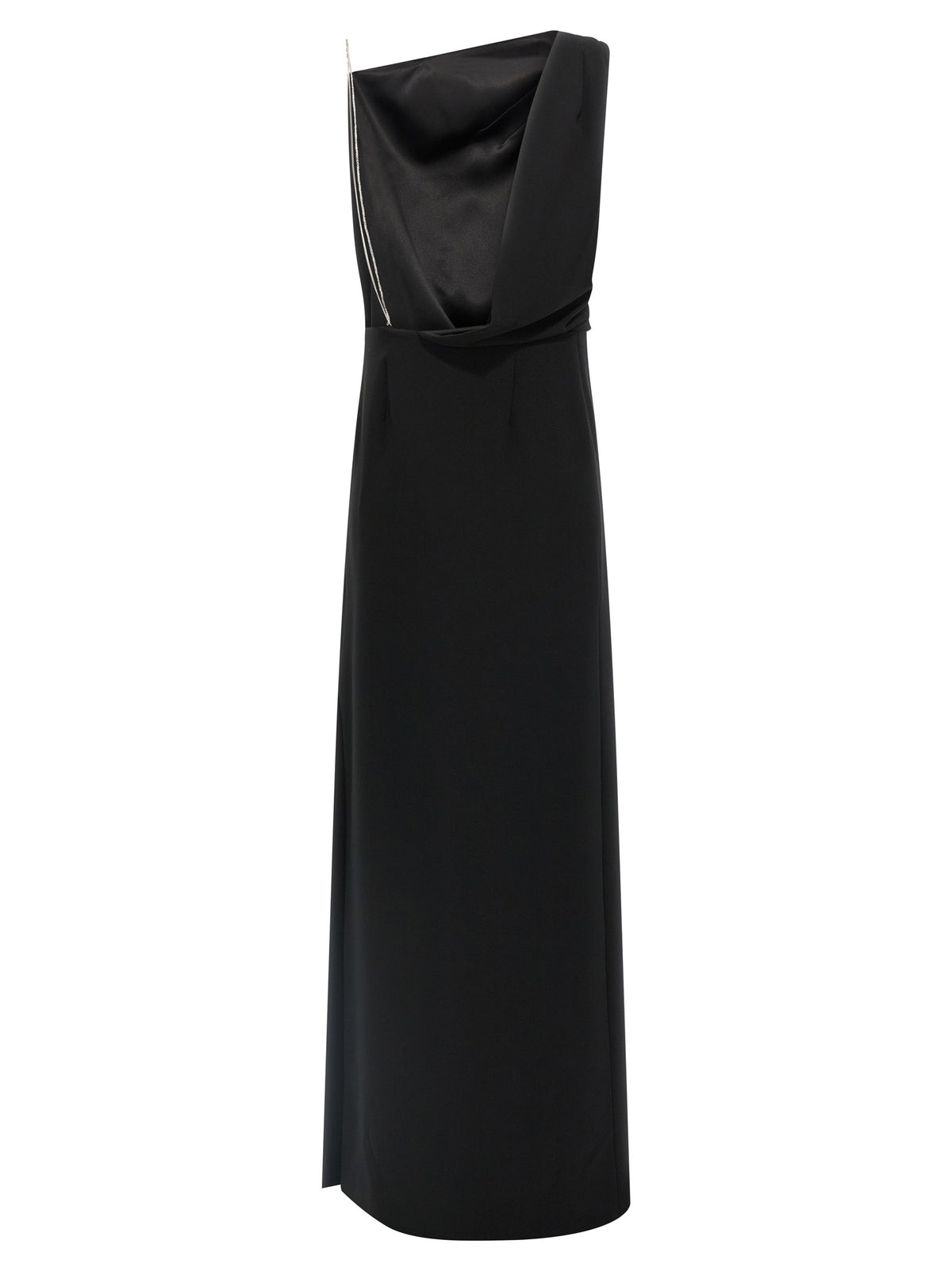 Max Mara Langes Schwarzes Kleid aus Triacetat