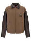 Kenzo Braune Jacke aus Schurwolle und Leder