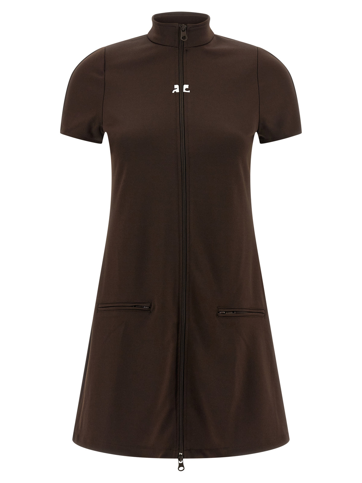 Courrèges Kurzes Braunes Kleid Aus Polyester