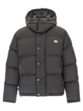 Dolce & Gabbana Graue Polyamid-Jacke in voller Länge