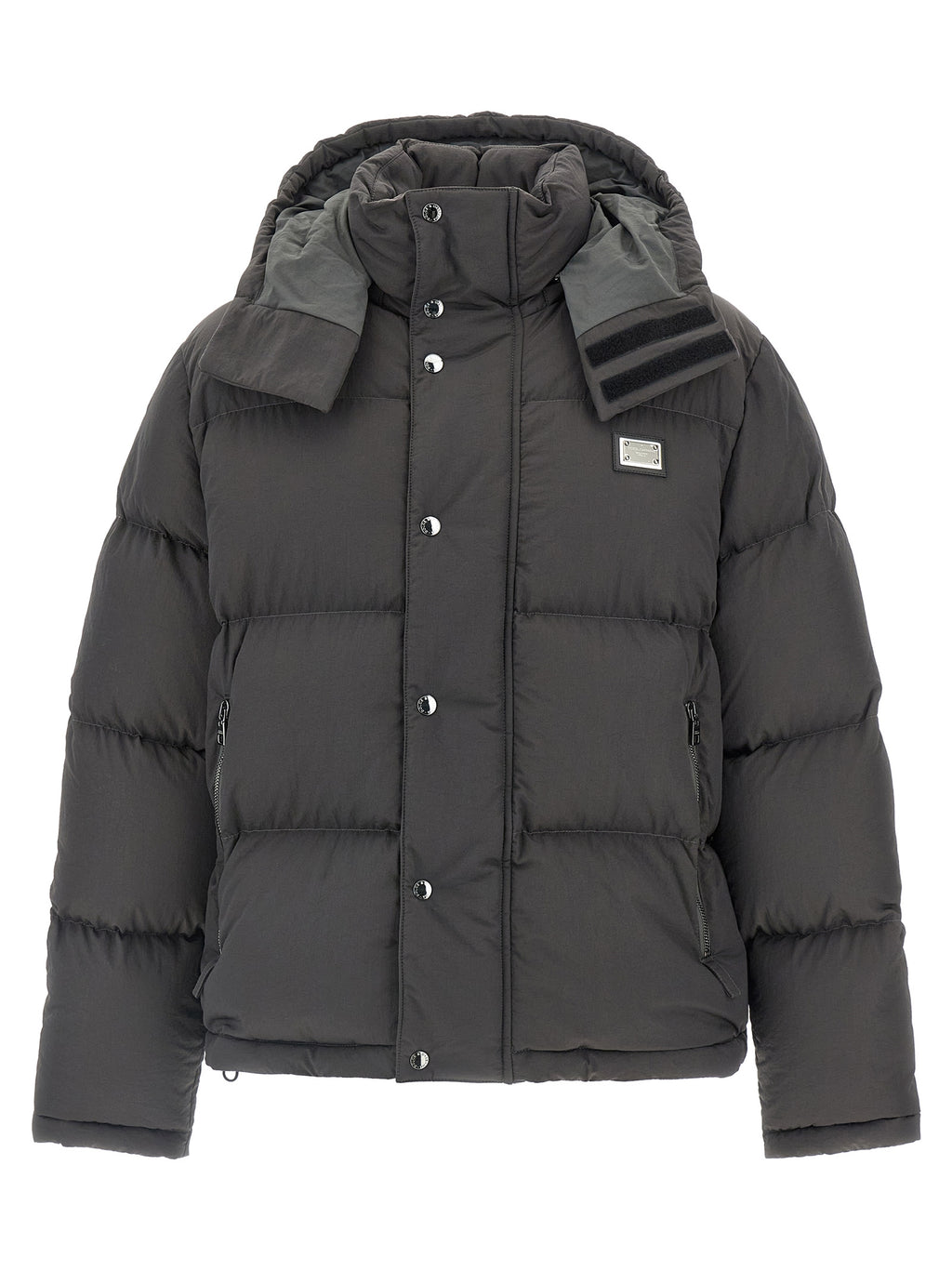 Dolce & Gabbana Graue Polyamid-Jacke in voller Länge