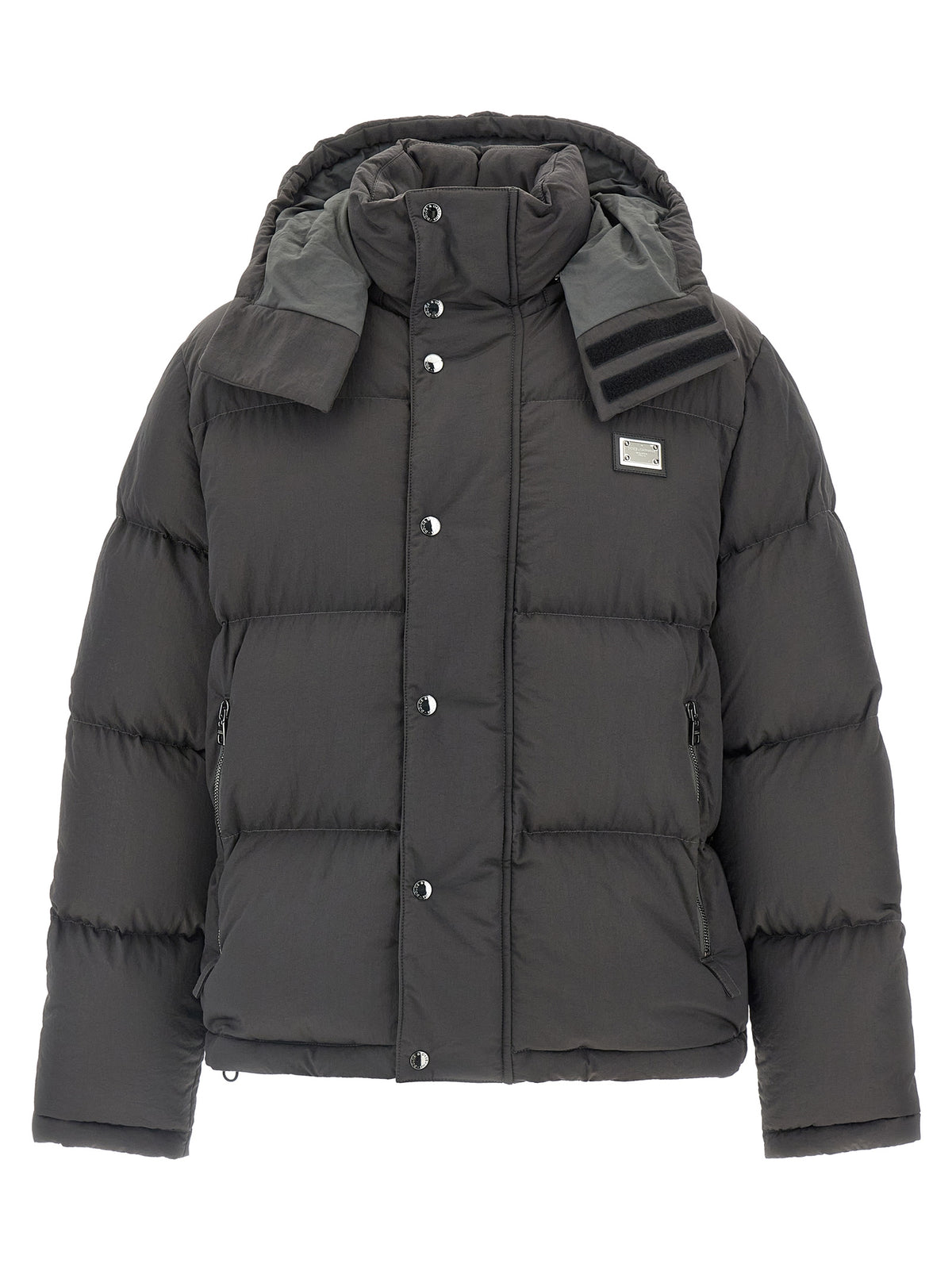Dolce & Gabbana Graue Polyamid-Jacke in voller Länge