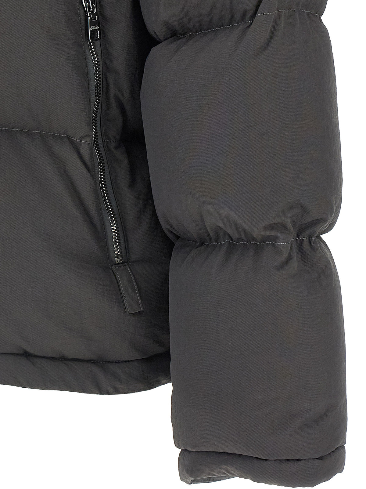 Dolce & Gabbana Graue Polyamid-Jacke in voller Länge