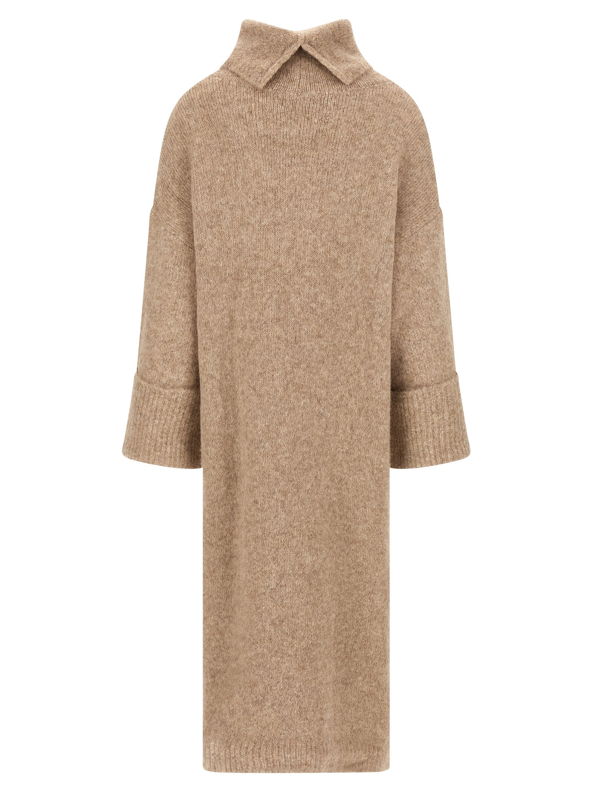 Entire Studios Beige Alpaka-Leder Midikleid