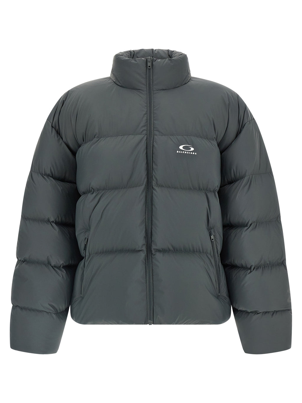 Balenciaga Graue Polyamid-Jacke in voller Länge