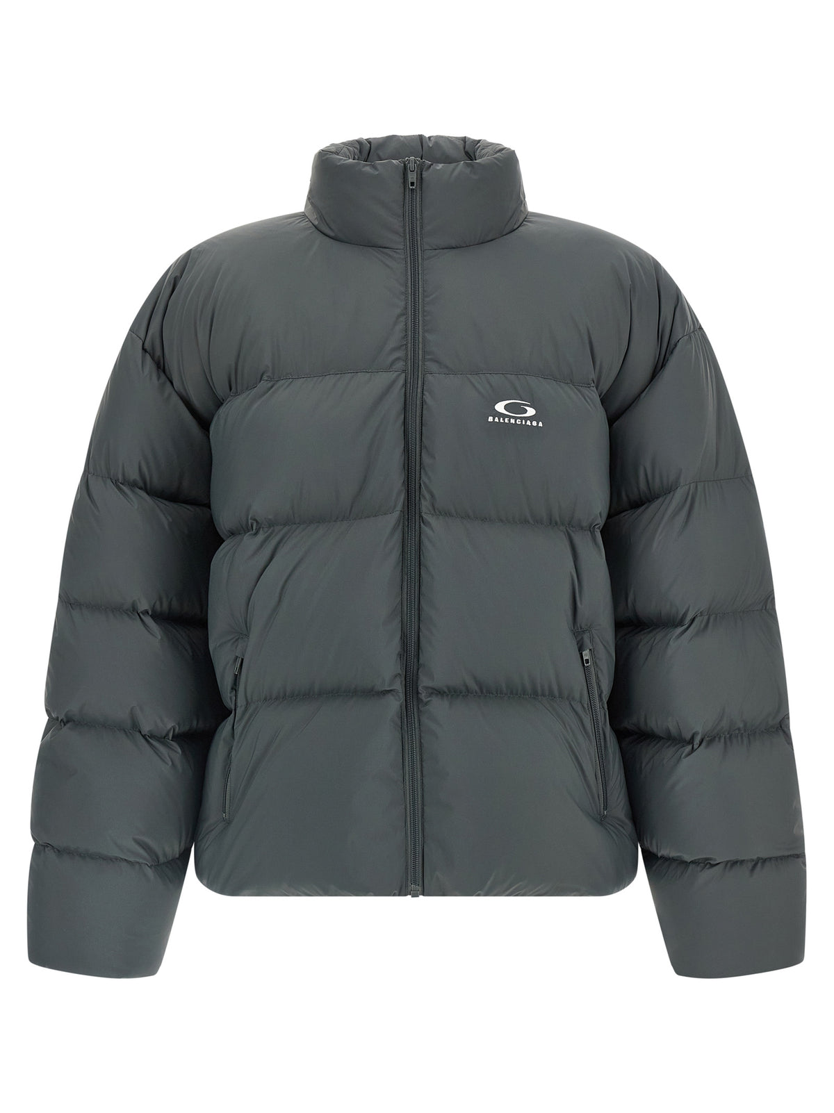 Balenciaga Graue Polyamid-Jacke in voller Länge