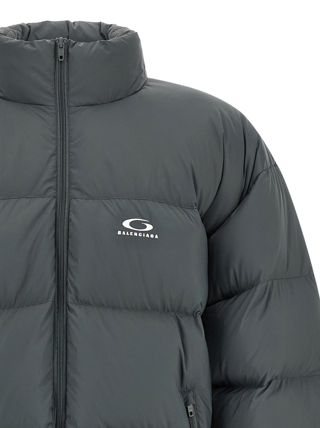 Balenciaga Graue Polyamid-Jacke in voller Länge