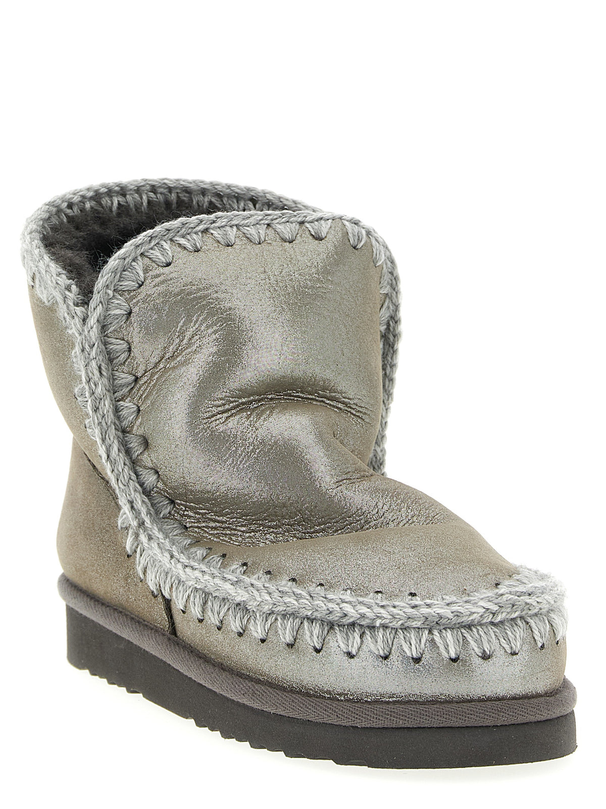 Mou Ankle Boots aus silbernem Lammleder