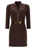 Elisabetta Franchi Kurzes Braunes Kleid Aus Polyester