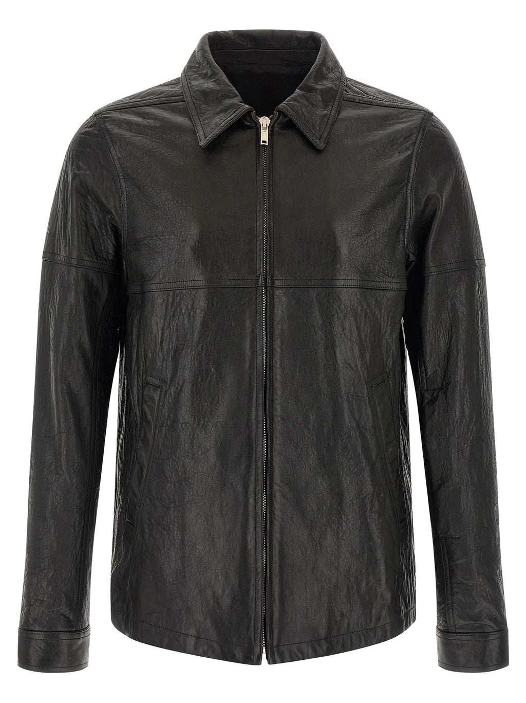 Rick Owens Schwarze Lammlederjacke