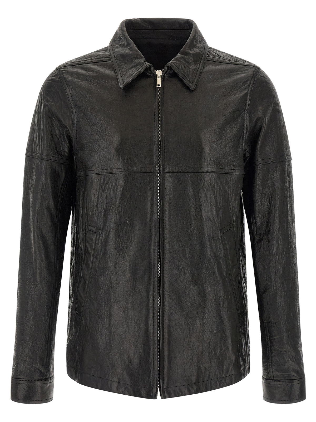 Rick Owens Schwarze Lammlederjacke