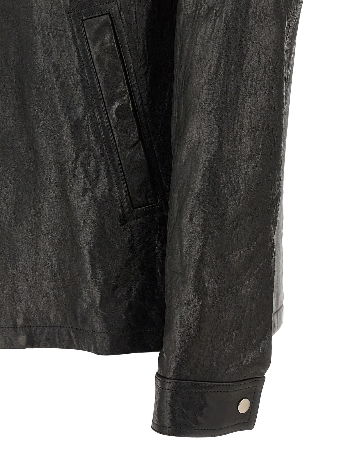 Rick Owens Schwarze Lammlederjacke