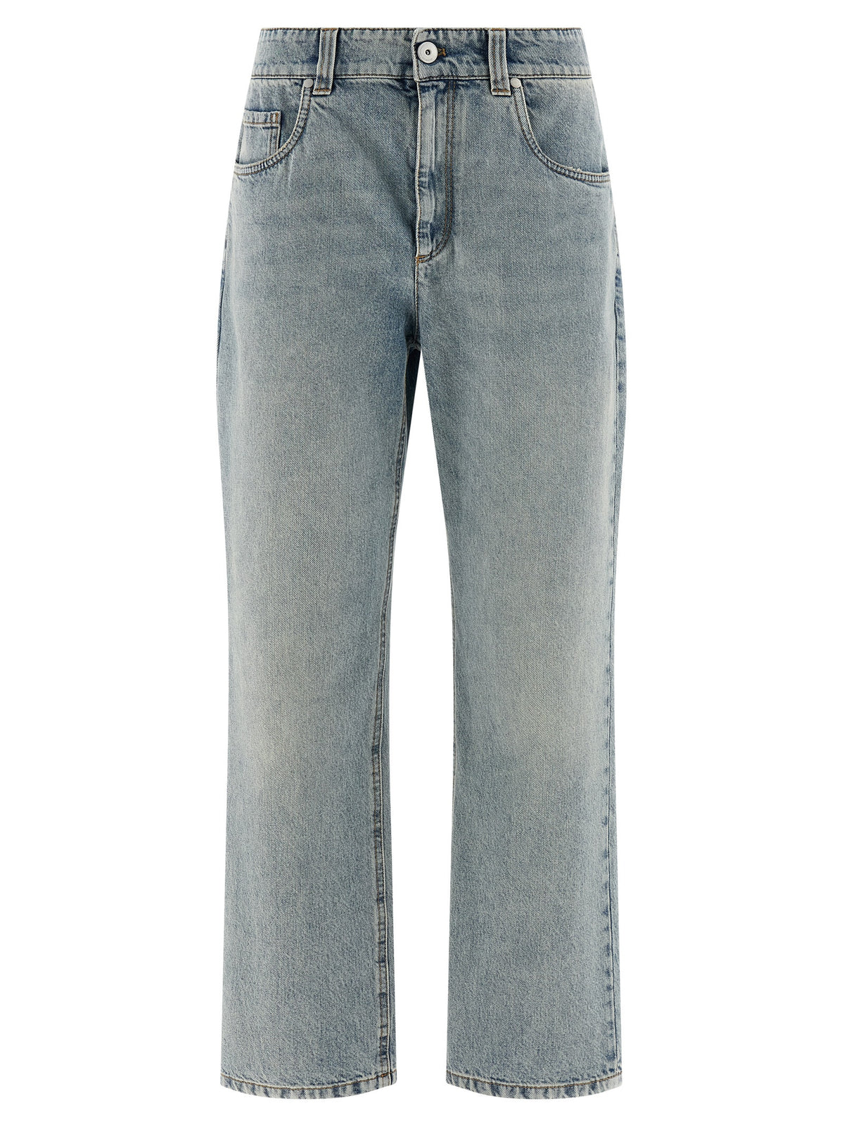 Brunello Cucinelli Blaue Jeans aus Baumwolle im geraden Schnitt