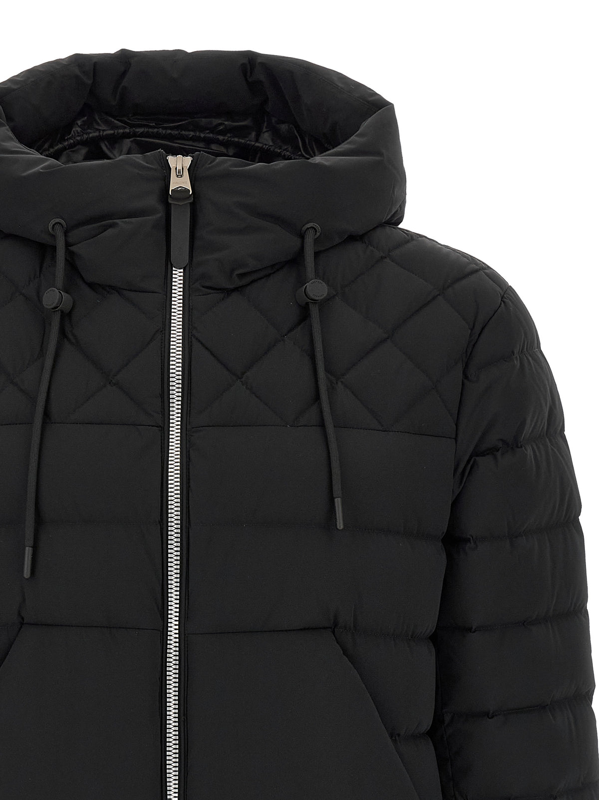 Mackage Schwarze Nylon-Jacke in voller Länge