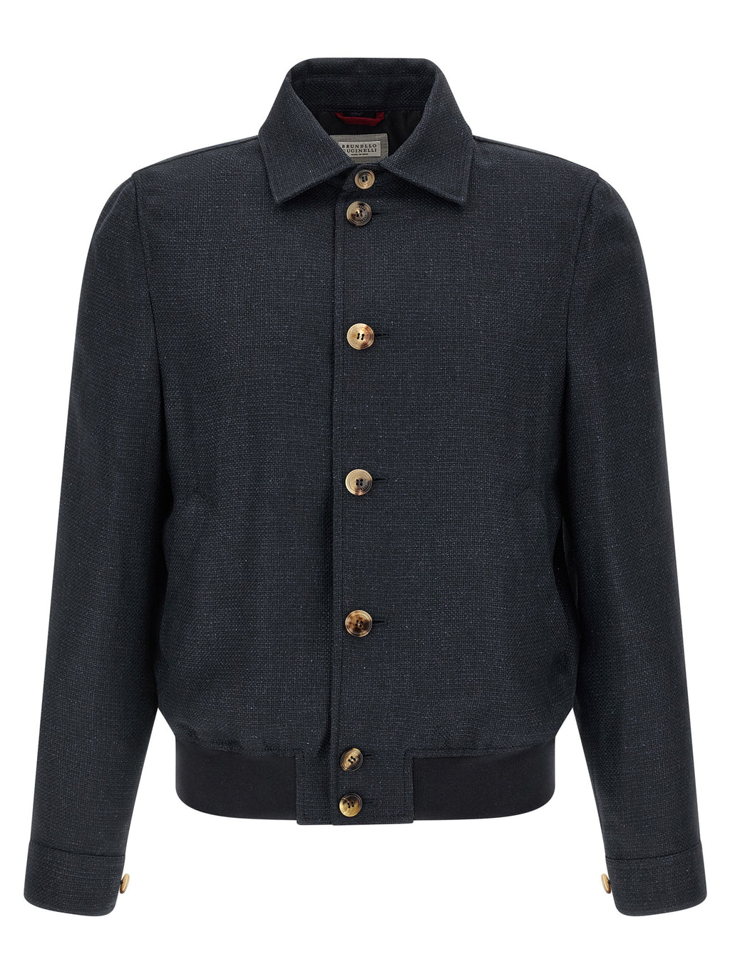 Brunello Cucinelli Blaue Sisal Bikerjacke