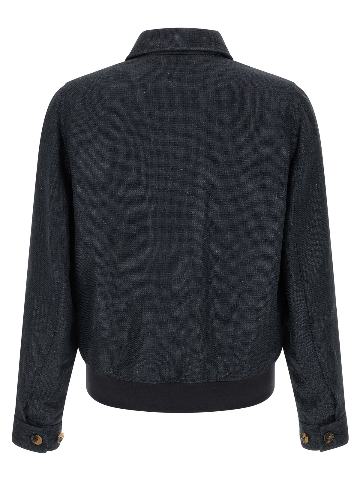 Brunello Cucinelli Blaue Sisal Bikerjacke