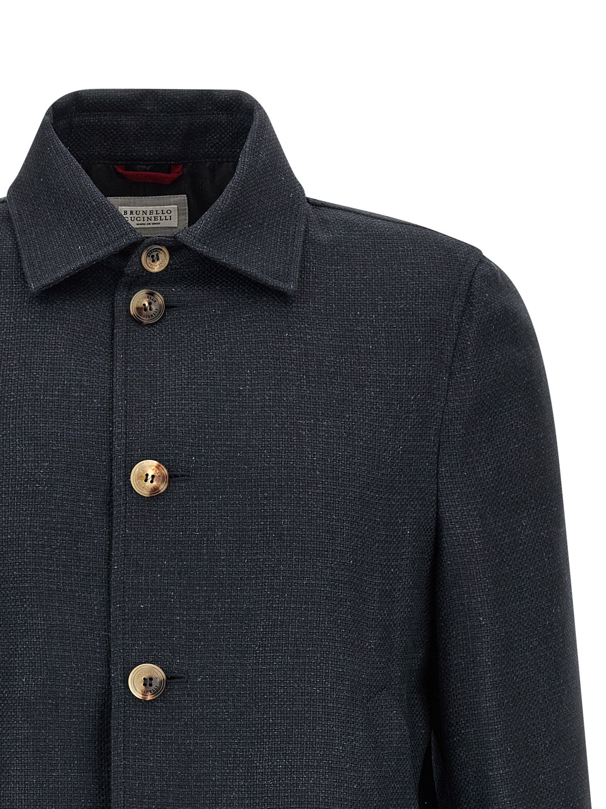 Brunello Cucinelli Blaue Sisal Bikerjacke