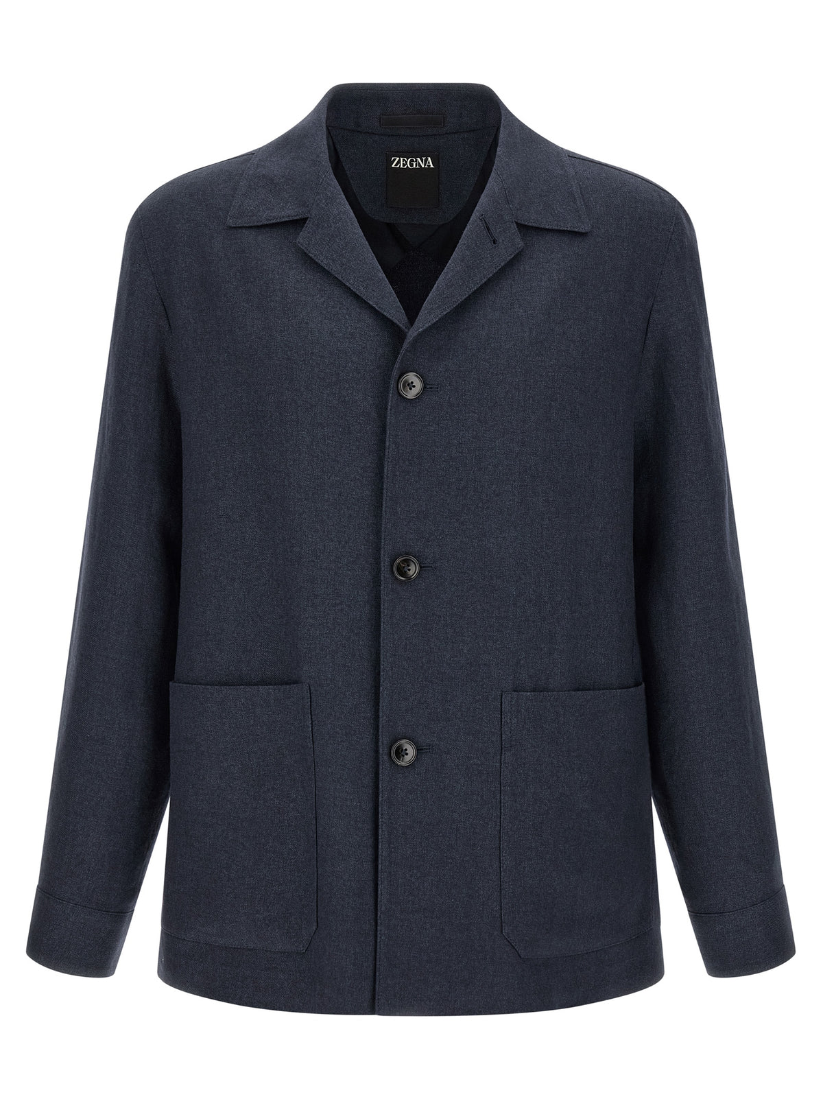 ZEGNA Blaue Leinen-Jacke in voller Länge