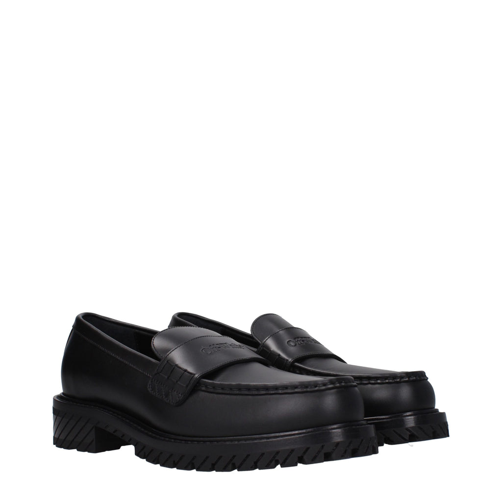 Off-White Schwarze Leder Loafer zum Hineinschlüpfen