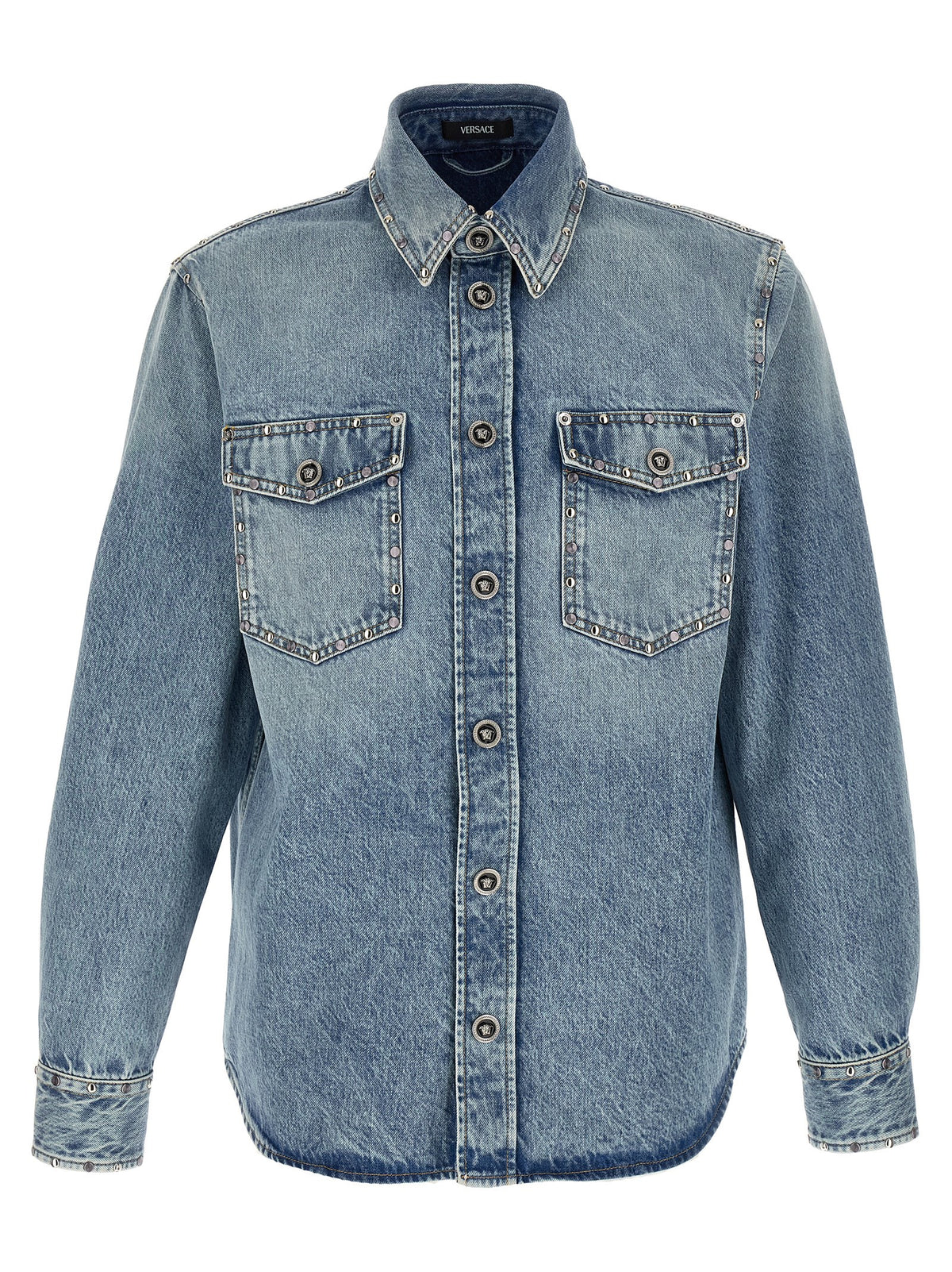 Versace Blaue Baumwollbluse