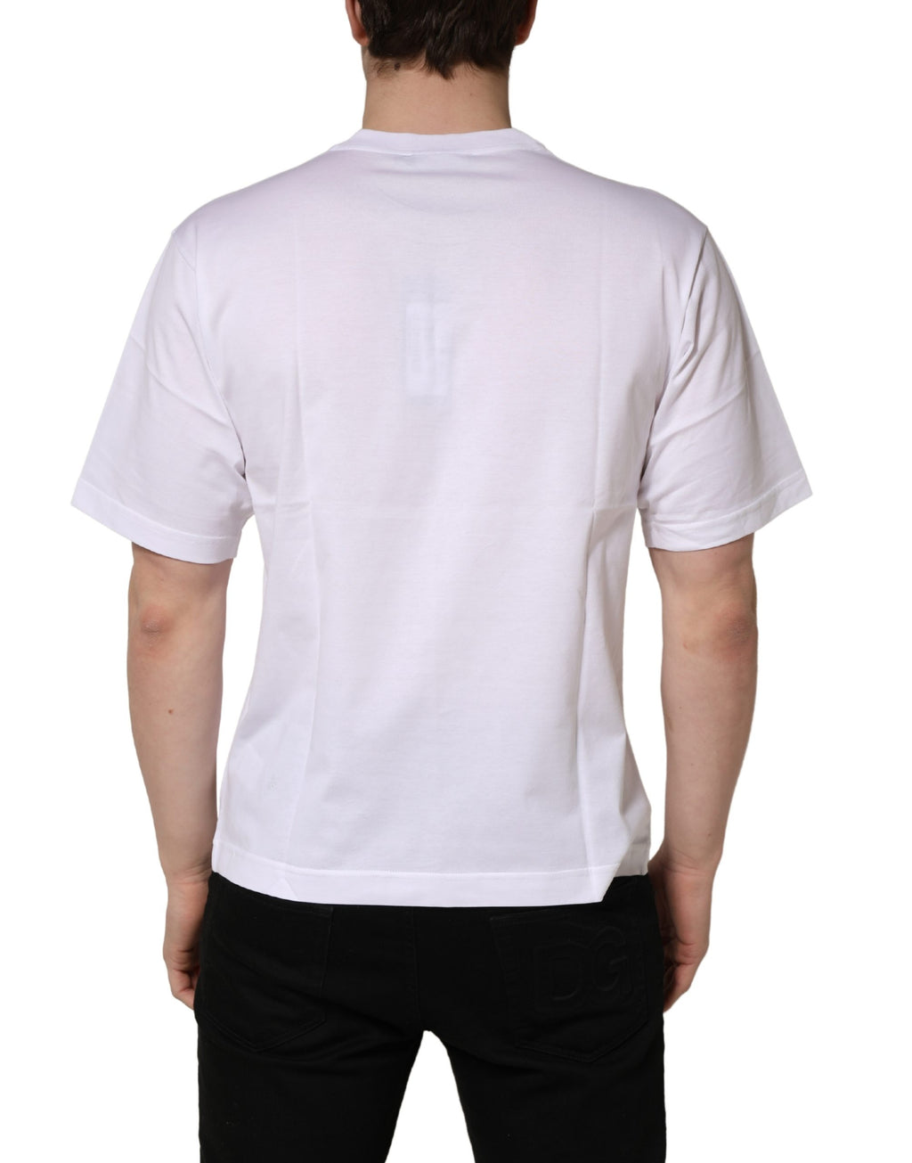 Dolce & Gabbana Weißes Metall DG Logo Baumwolle Kurzarm-T-Shirt