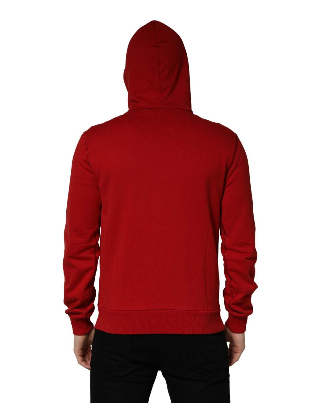 Dolce & Gabbana Roter Kapuzenpullover mit durchgehendem Reißverschluss und Stickerei