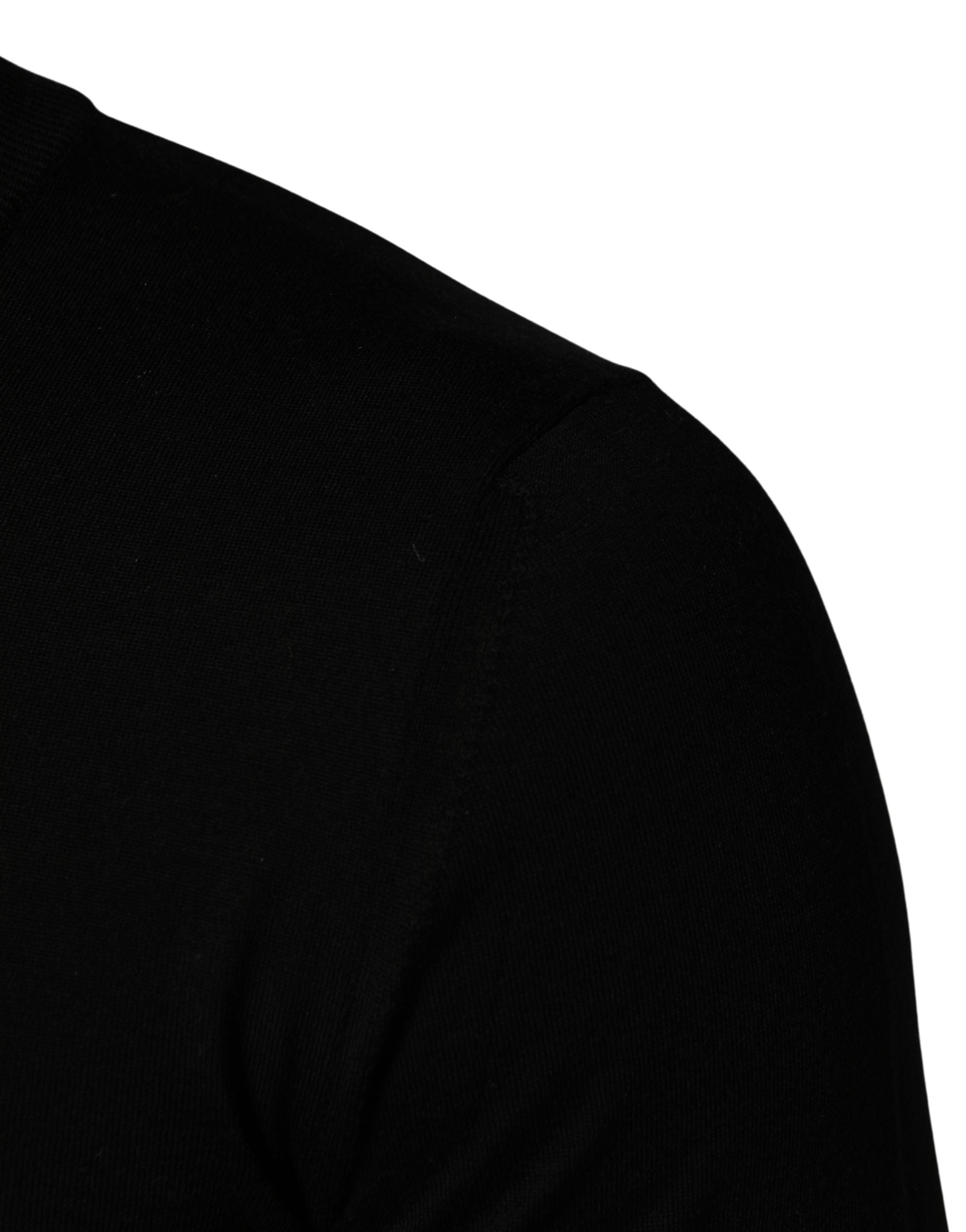 Dolce & Gabbana Schwarzer Pullover mit Rundhalsausschnitt und gesticktem Logo