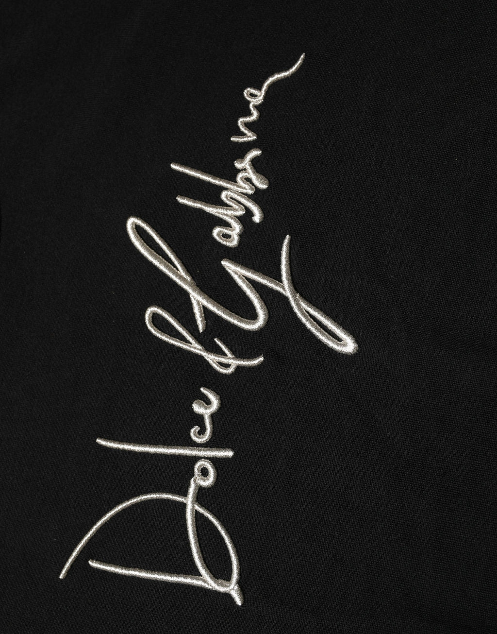 Dolce & Gabbana Schwarzer Pullover mit Rundhalsausschnitt und gesticktem Logo