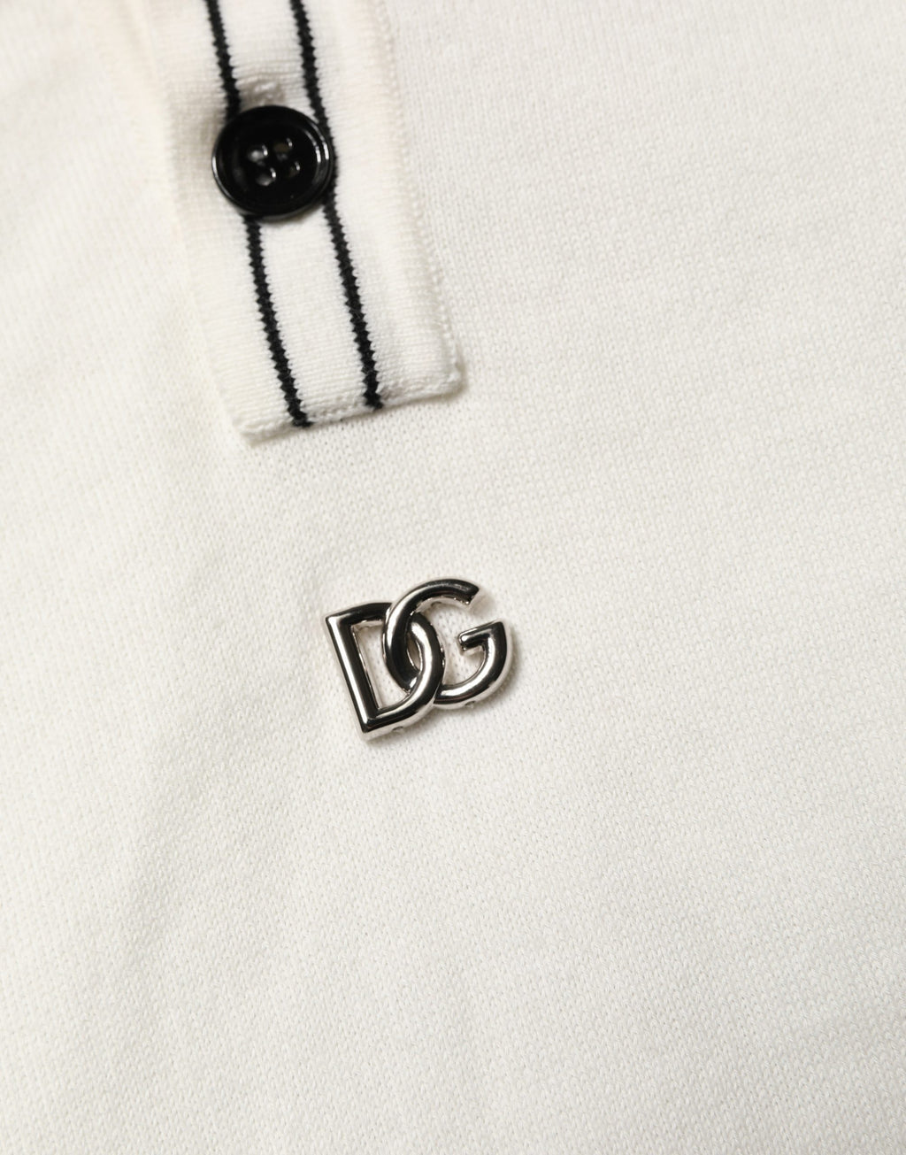 Dolce & Gabbana Weißer Herren-Polopullover aus Baumwollmischung