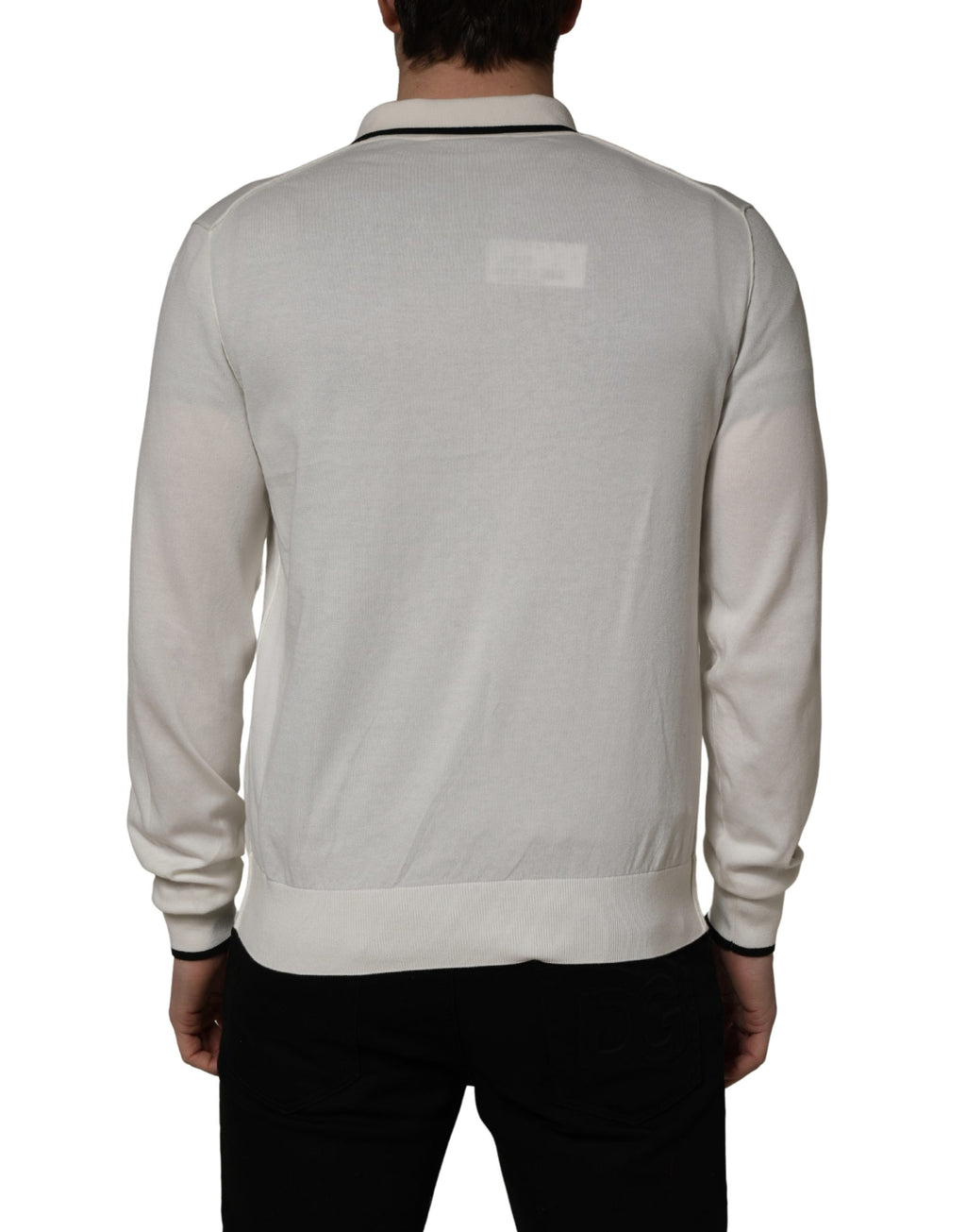 Dolce & Gabbana Weißer Herren-Polopullover aus Baumwollmischung
