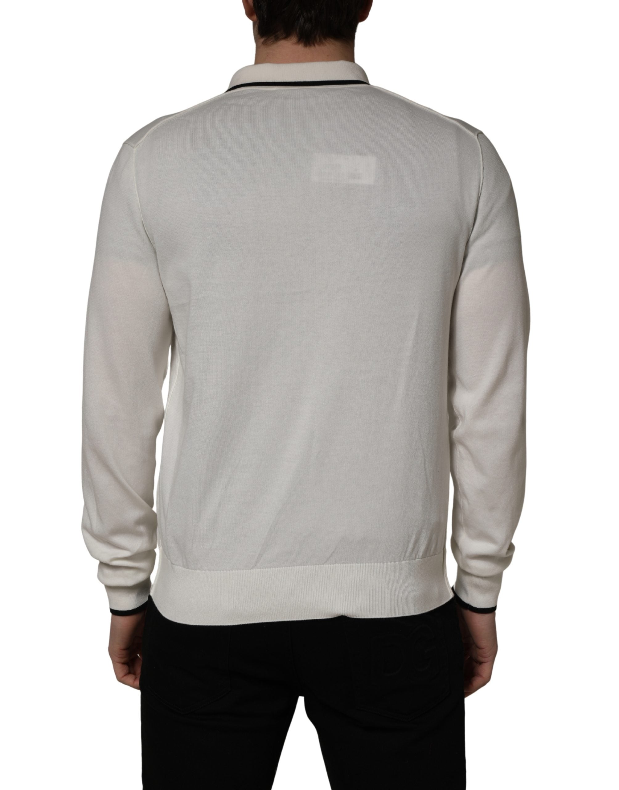 Dolce & Gabbana Weißer Herren-Polopullover aus Baumwollmischung
