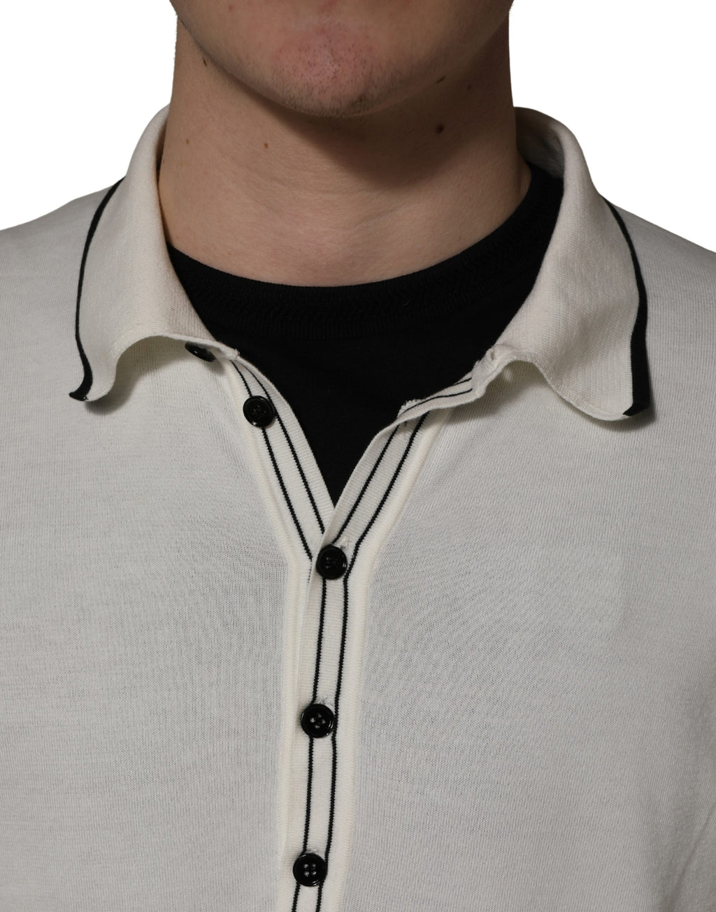 Dolce & Gabbana Weißer Herren-Polopullover aus Baumwollmischung