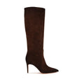 Santoni Braune Kalbsleder Bos Taurus High Heel Stiefel