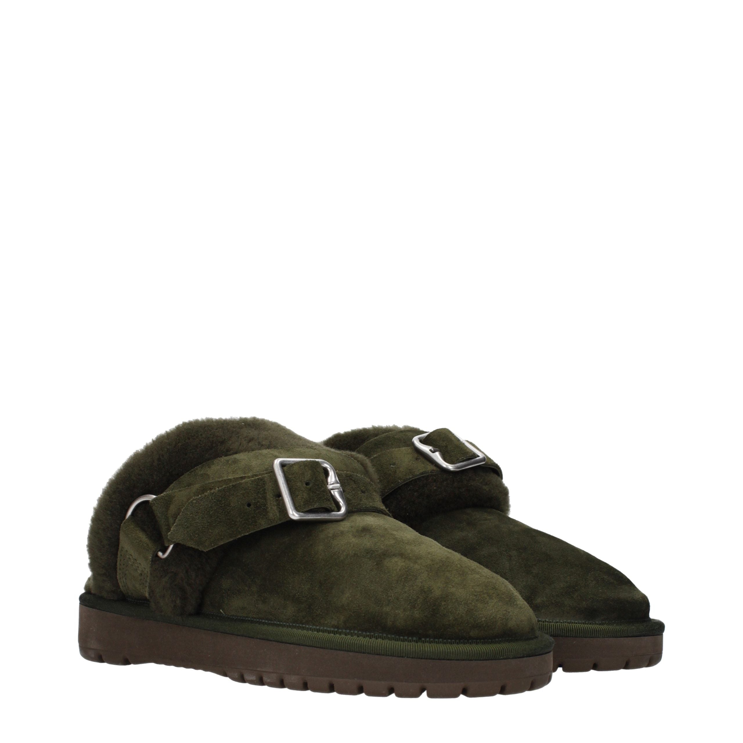 Burberry Grüne Leder-Hausschuhe