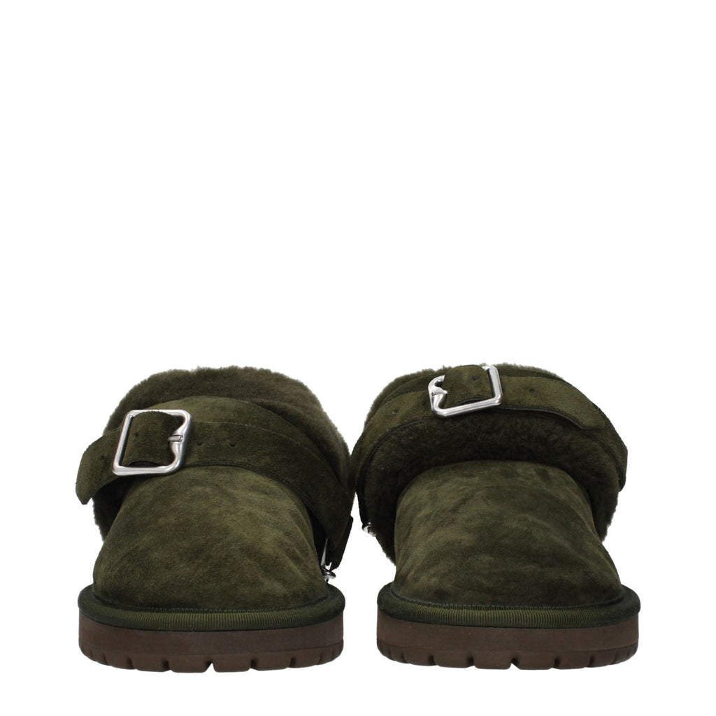 Burberry Grüne Leder-Hausschuhe